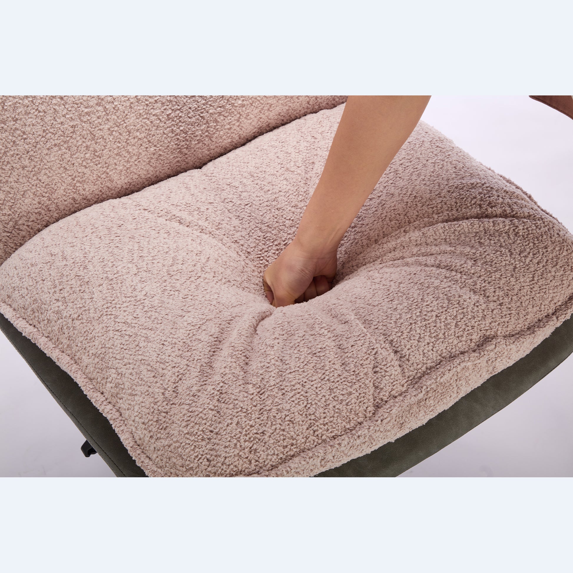 Oversize Seat Cirss Cross Chair With Wheels, Elegant Design Computer Chair, Adjustable Height 360 Rolling Swivel Home Office Chair For Small Space, Dressing Room, Living Room Gray Pink Pink Grey Primary Living Space Casual Foam Pu Leather