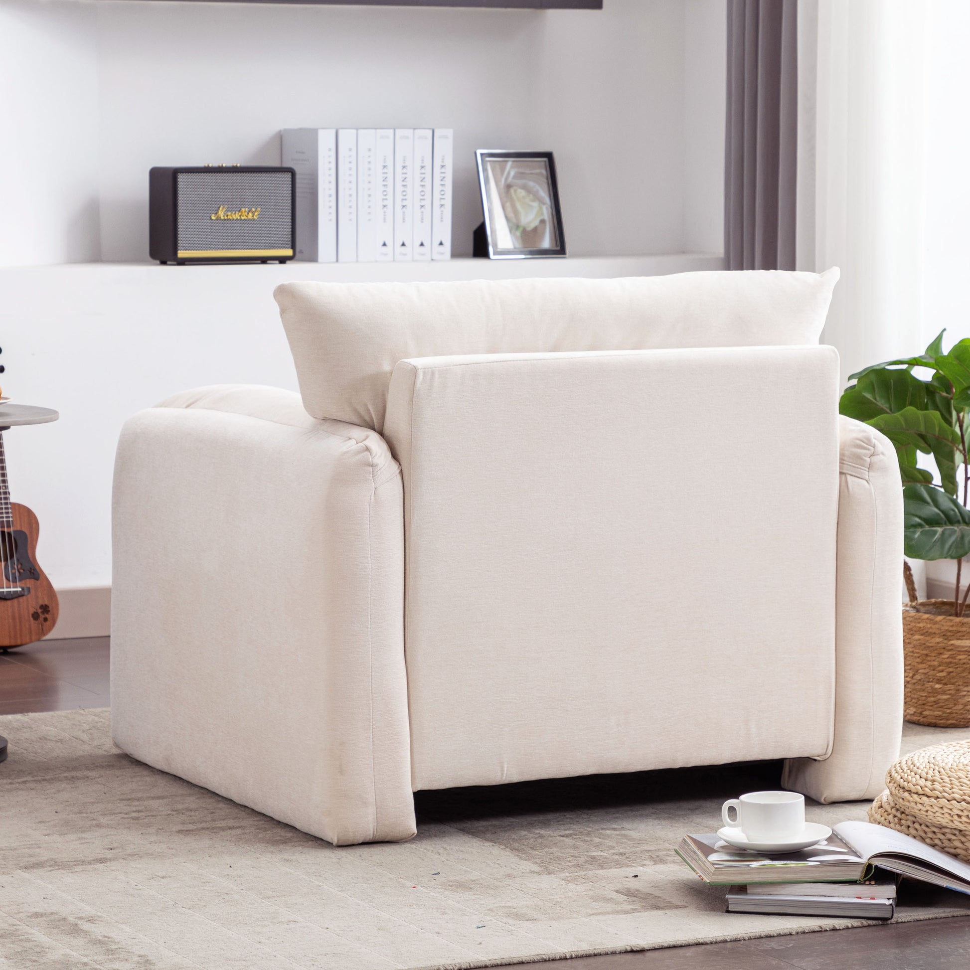 Modern Style Chenille Oversized Armchair Accent Chair Single Sofa Lounge Chair 38.6'' W For Living Room, Bedroom,Cream Cream Chenille