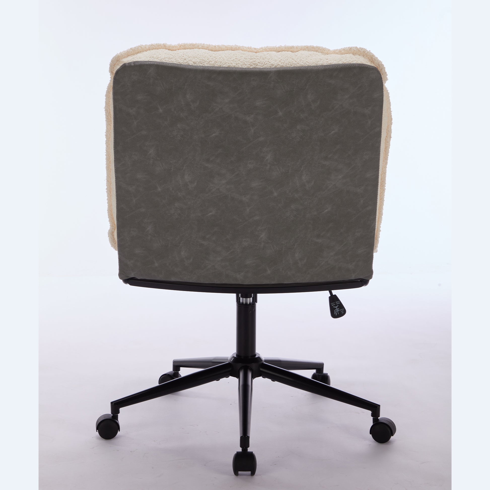 Oversize Seat Cirss Cross Chair With Wheels, Elegant Design Computer Chair, Adjustable Height 360 Rolling Swivel Home Office Chair For Small Space, Dressing Room, Living Room Gray White Dark Gray White Primary Living Space Casual Foam Pu Leather