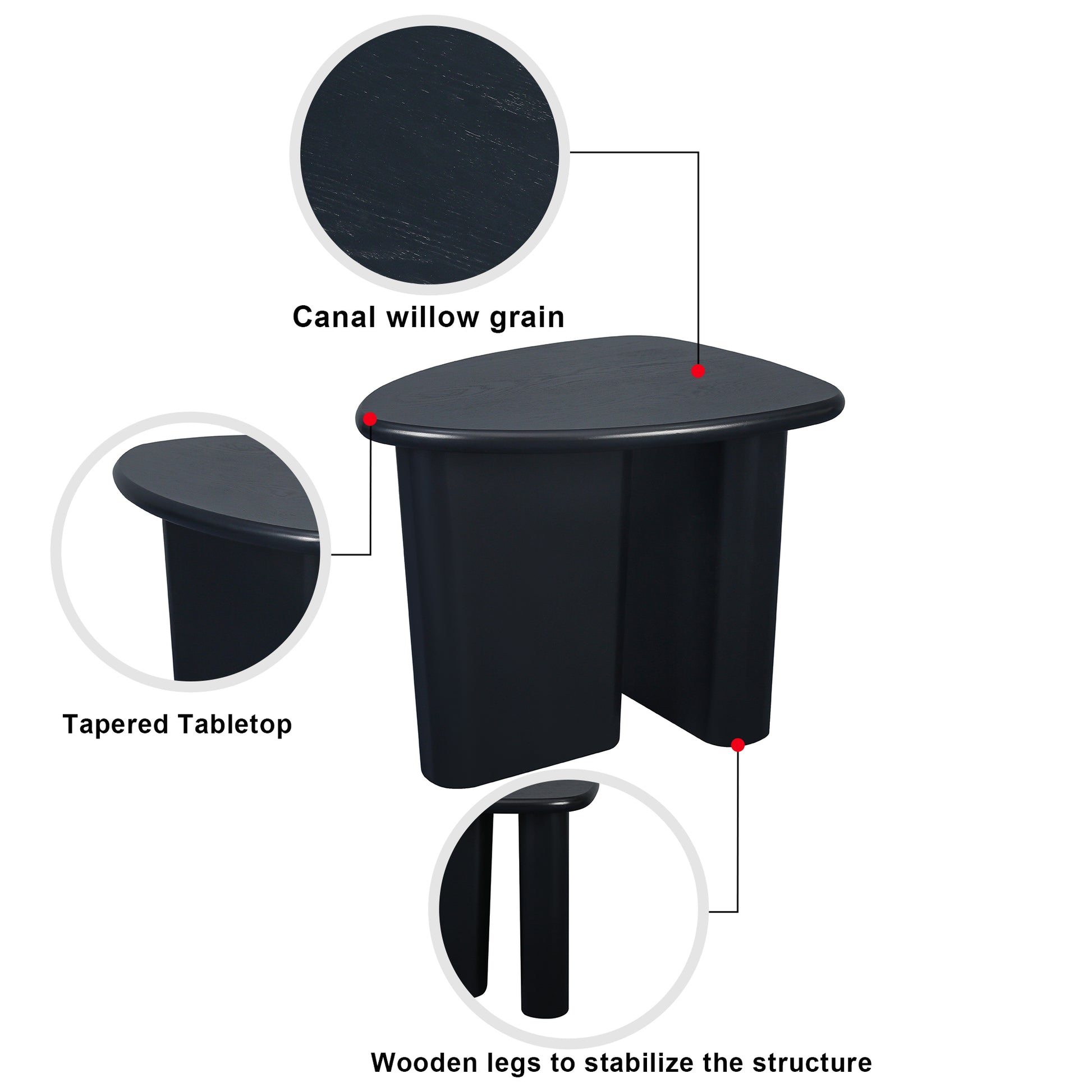 Tapered Tabletop Side Table Black Antique Black Mdf