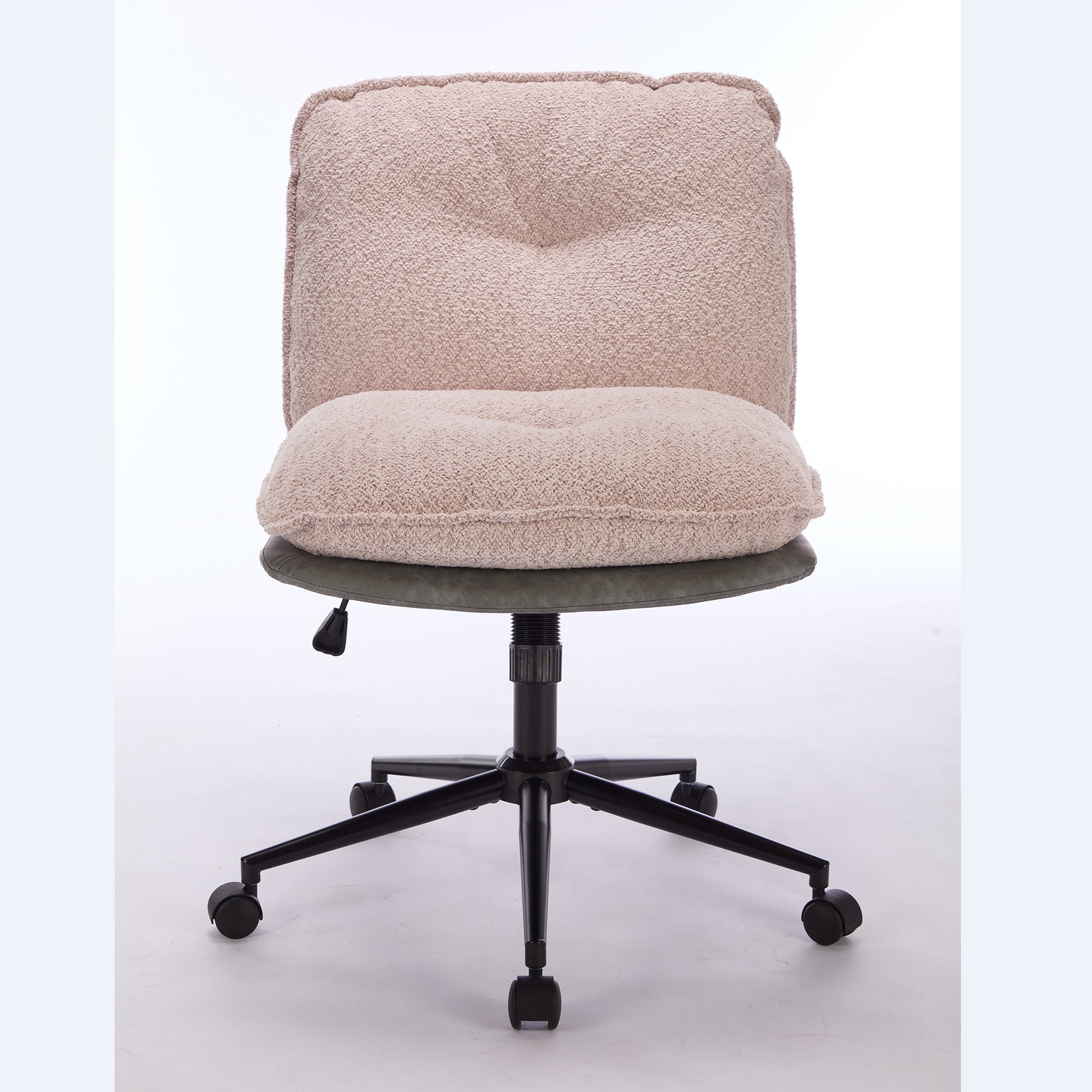 Oversize Seat Cirss Cross Chair With Wheels, Elegant Design Computer Chair, Adjustable Height 360 Rolling Swivel Home Office Chair For Small Space, Dressing Room, Living Room Gray Pink Pink Grey Primary Living Space Casual Foam Pu Leather