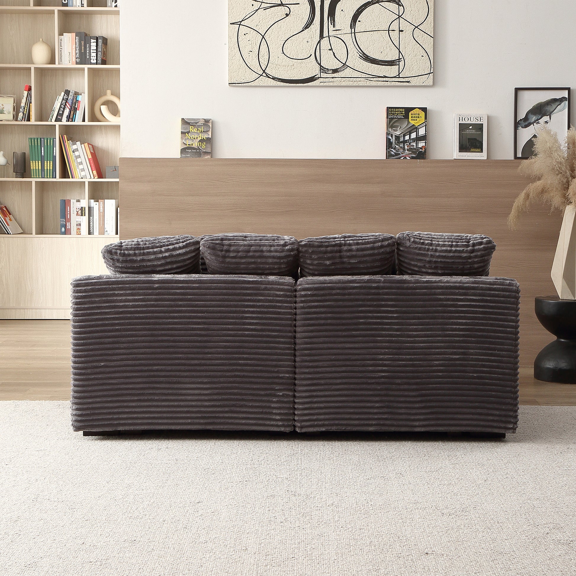 74.8" Modern Luxury Twins Sofa Couch For Living Room Quality Corduroy Upholstery Sleeper Sofa Bed Daybed Grey Grey Corduroy 2 Seat