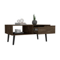 Kobe Coffee Table, One Open Shelf, One Drawer, Dark Walnut Brown Particle Board Particle Board