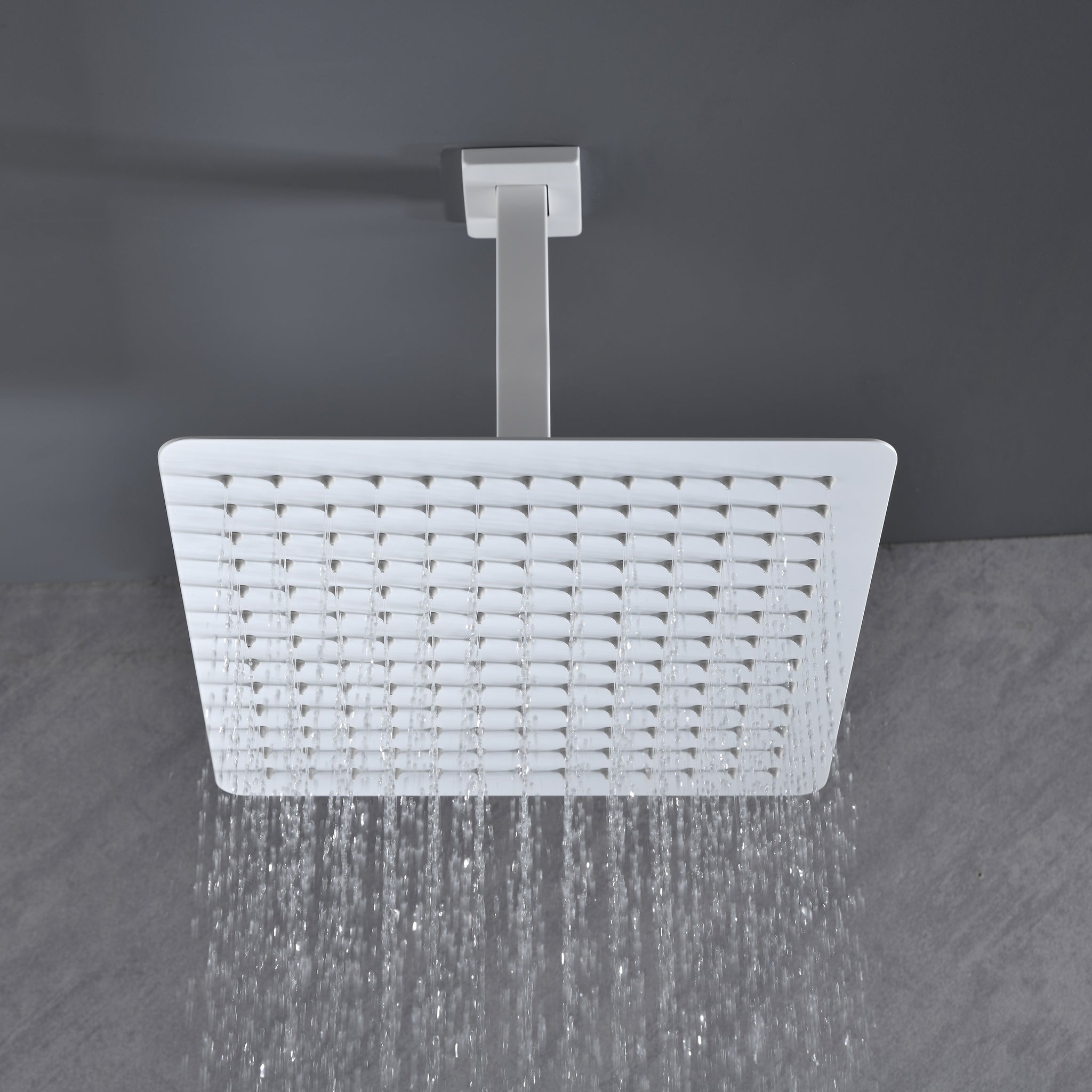 Rain Shower Head High Pressure Rainfall Showerhead Water Saving White Bathroom Stainless Steel