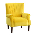 Modern Aesthetic Accent Chair Yellow Velvet Upholstery Channel Tufted Back Solid Wood Furniture 1Pc Stylish Home Traditional Contoured Arms Yellow Primary Living Space Contemporary,Modern Velvet