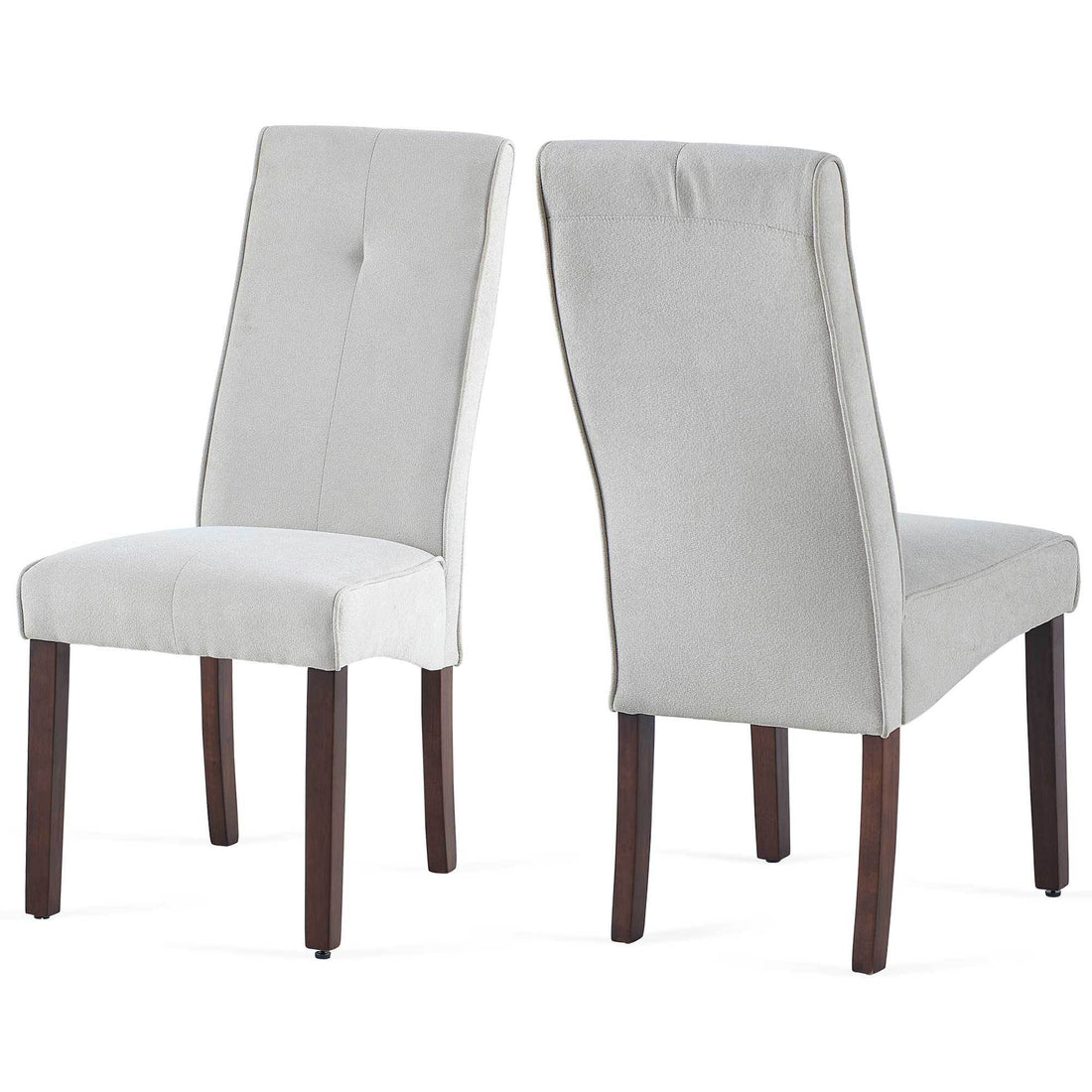Beige Linen Upholstered Dining Chair High Back, Armless Accent Chair With Wood Legs, Set Of 2 Plaid Beige Dining Room Dry Clean Modern Dining Chairs Rubberwood Solid Back Set Of 2 Foam Linen