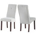 Beige Linen Upholstered Dining Chair High Back, Armless Accent Chair With Wood Legs, Set Of 2 Plaid Beige Dining Room Dry Clean Modern Dining Chairs Rubberwood Solid Back Set Of 2 Foam Linen