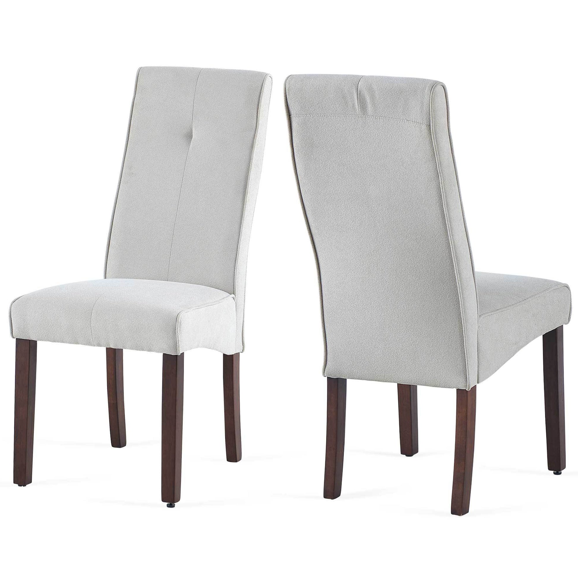 Beige Linen Upholstered Dining Chair High Back, Armless Accent Chair With Wood Legs, Set Of 2 Plaid Beige Dining Room Dry Clean Modern Dining Chairs Rubberwood Solid Back Set Of 2 Foam Linen