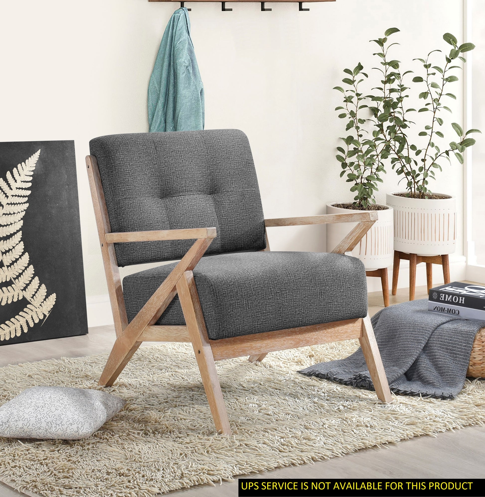 Modern Tufted Back Accent Chair 1Pc Dark Gray Upholstery Antique Finish Solid Rubberwood Unique Design Furniture Dark Gray Primary Living Space Modern,Rustic Rubberwood Solid Wood