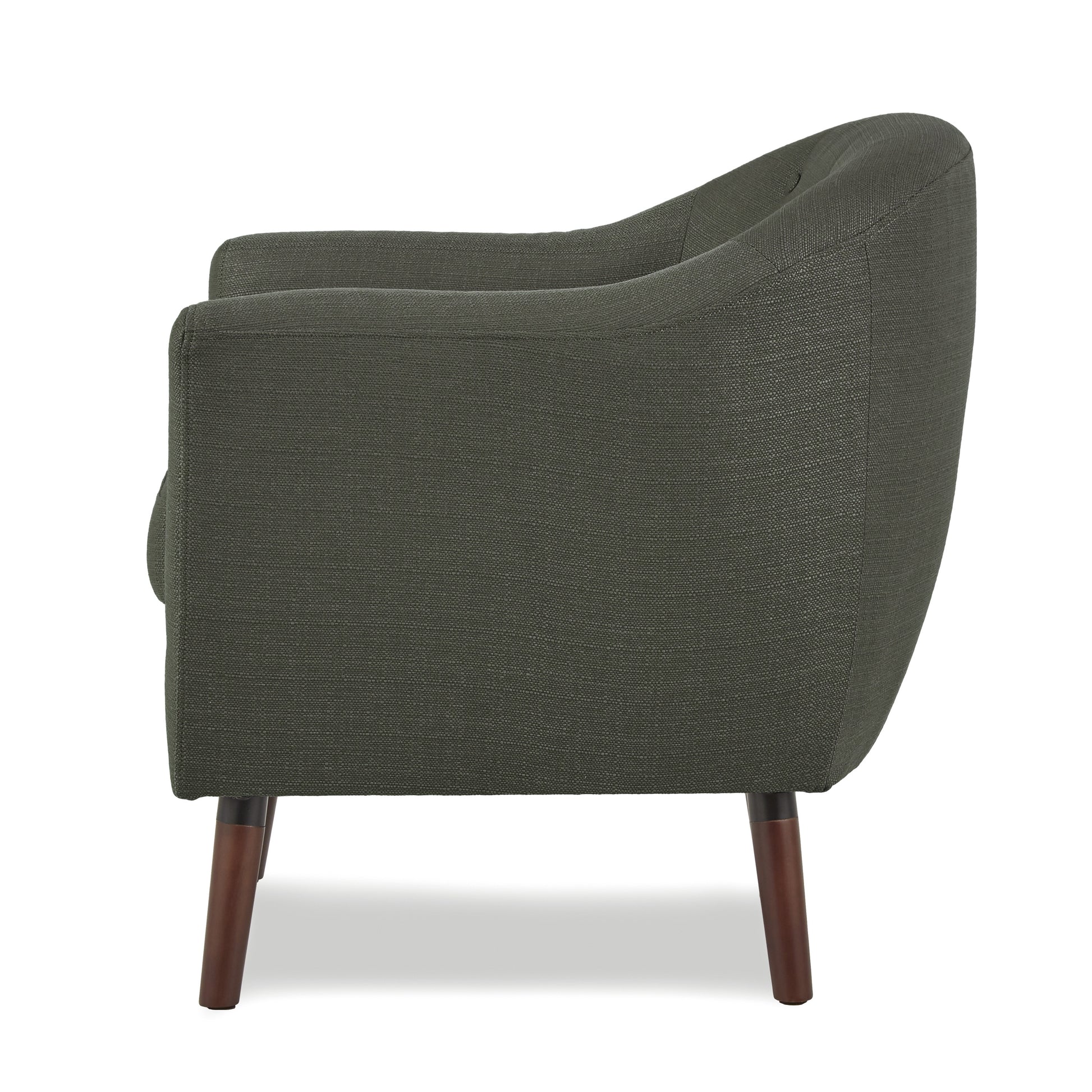 Gray Fabric Upholstered Accent Chair 1Pc Espresso Finish Legs Button Tufted Solid Wood Furniture Living Room Chair Gray Primary Living Space Mid Century Modern,Retro Solid Wood