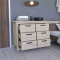 Becca 6 Drawer Double Dresserfour Legs, Metal Hardware Light Gray Gray Drawer 5 Drawers & Above Bedroom Shelf Modern Particle Board Particle Board