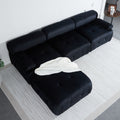 Modular Sectional Sofa Couch, Modern L Shaped Cloud Couch With Reversible Ottoman Convertible Button Tufted Velvet Fabric Couches For Living Room, Diy Combination,Black Black Velvet 4 Seat