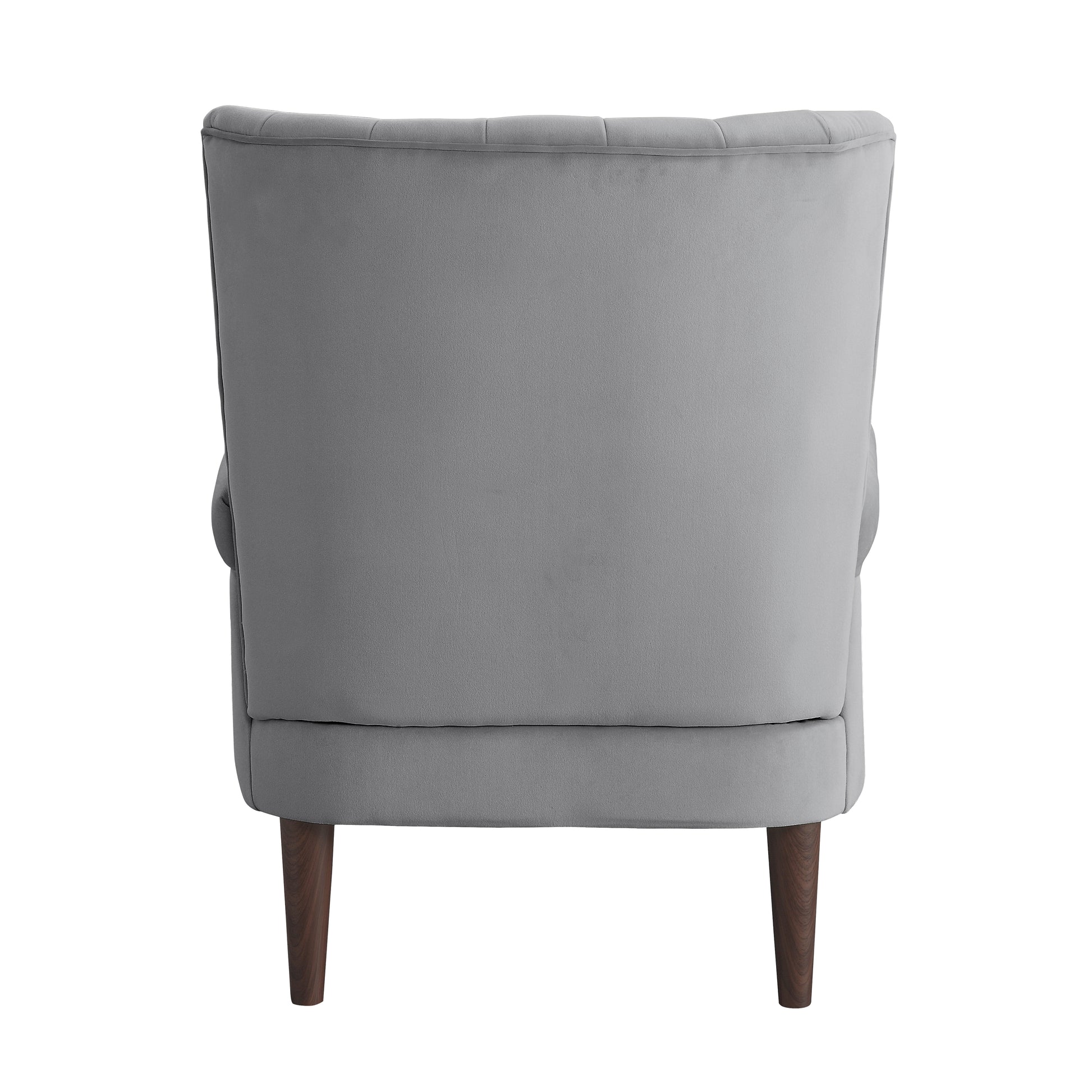 Modern Aesthetic Accent Chair Dark Gray Velvet Channel Tufted Back Solid Wood Furniture 1Pc Stylish Home Traditional Contoured Arms Dark Gray Primary Living Space Contemporary,Modern Velvet