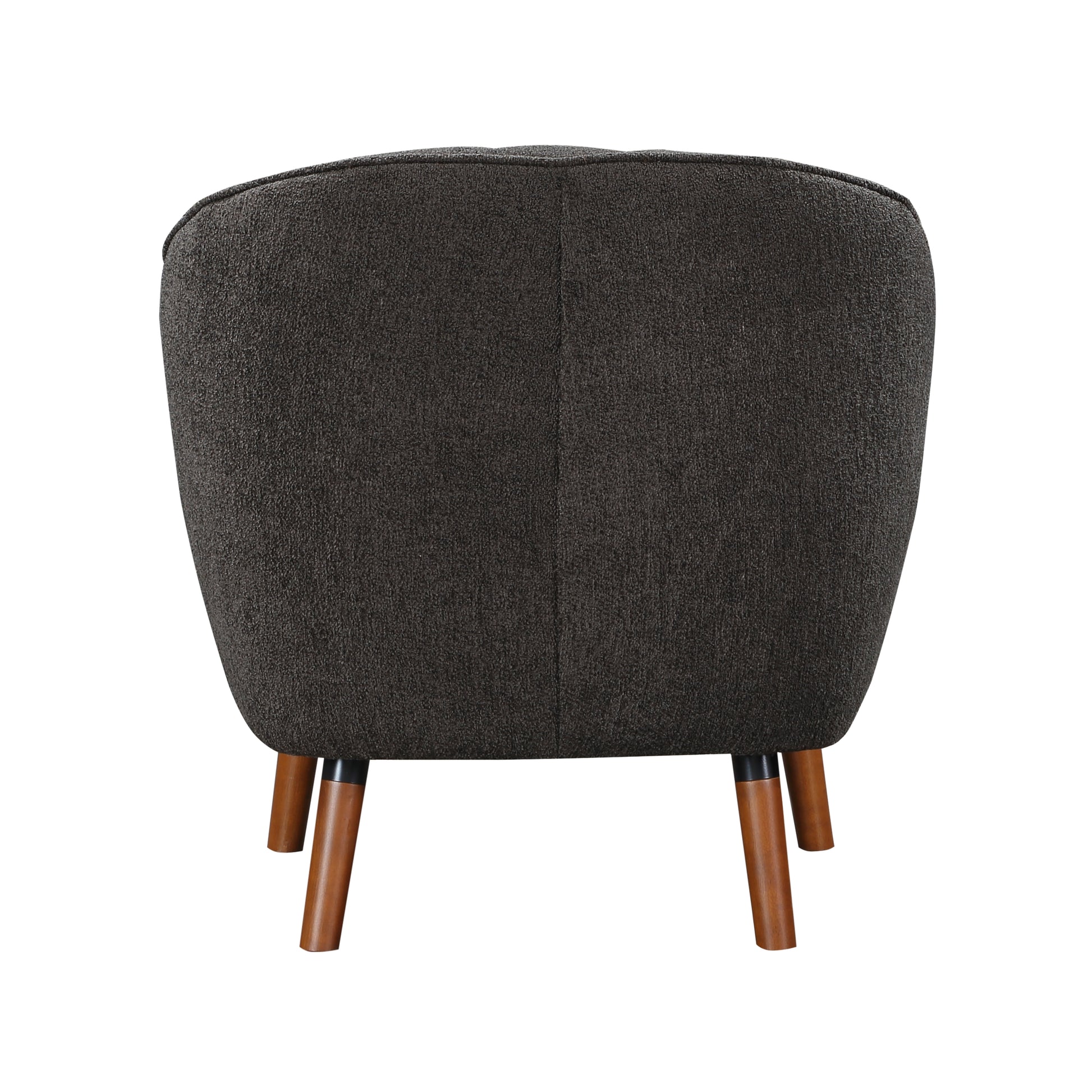 Mid Century Modern Accent Chair 1Pc Charcoal Hued Chenille Fabric Upholstered Channel Stitched Back Brown Legs Solid Wood Furniture Charcoal Primary Living Space Mid Century Modern Solid Wood