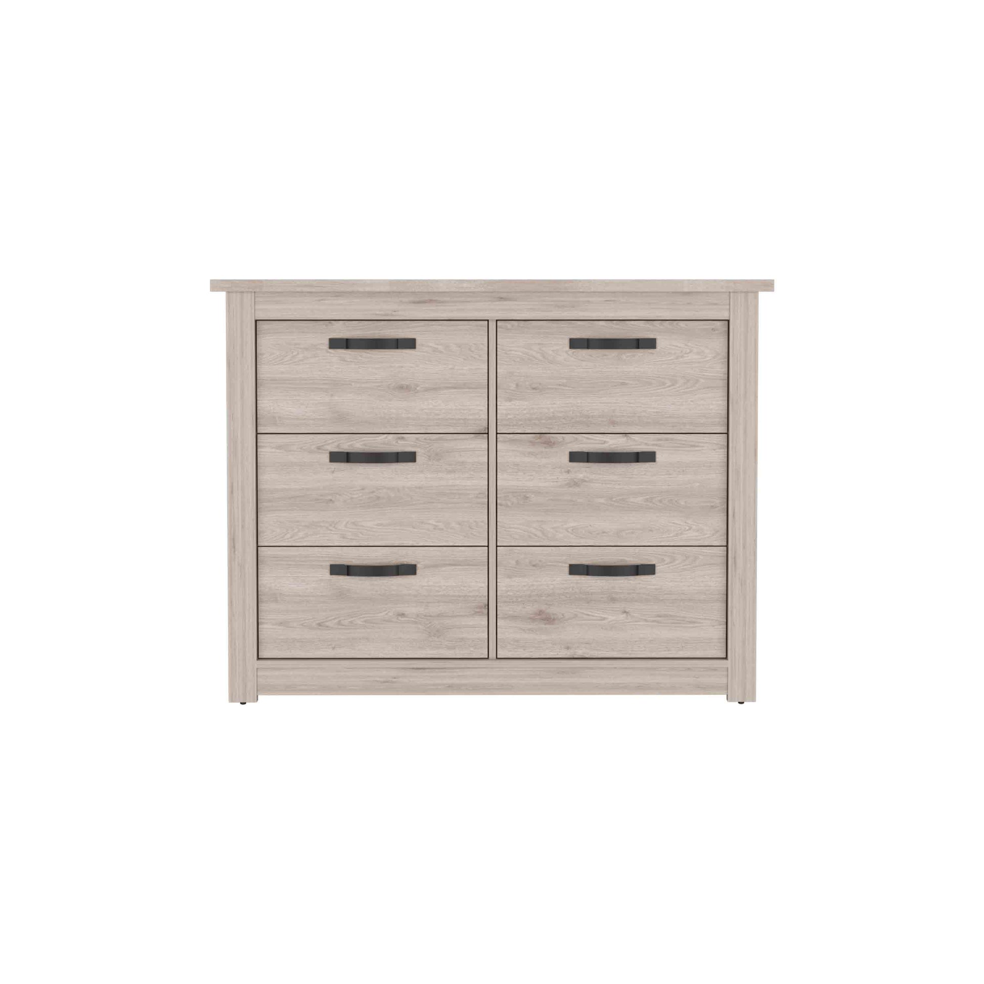 Becca 6 Drawer Double Dresserfour Legs, Metal Hardware Light Gray Gray Drawer 5 Drawers & Above Bedroom Shelf Modern Particle Board Particle Board