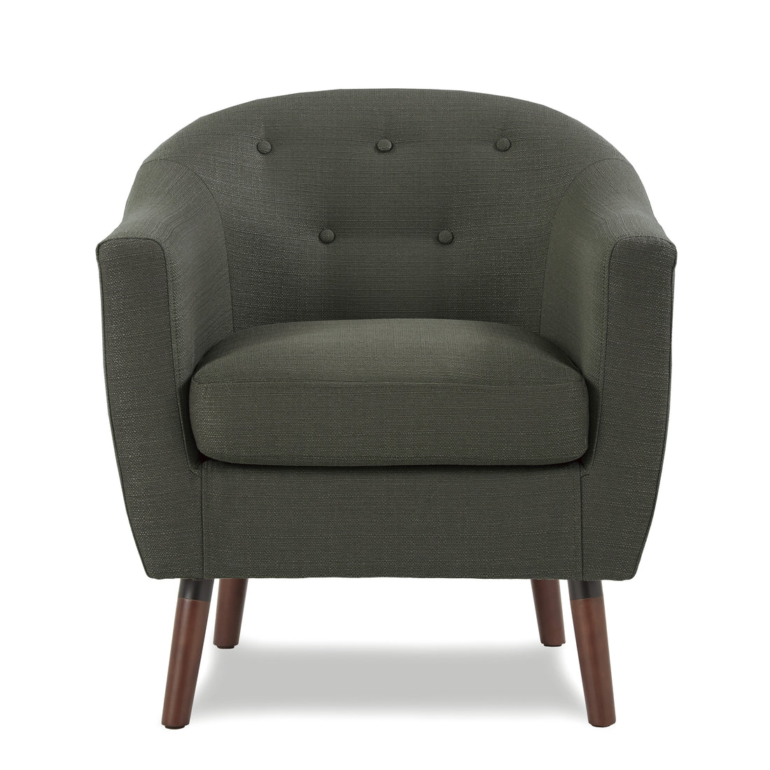 Gray Fabric Upholstered Accent Chair 1Pc Espresso Finish Legs Button Tufted Solid Wood Furniture Living Room Chair Gray Primary Living Space Mid Century Modern,Retro Solid Wood