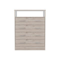 Peru L Four Drawer Dresser, Superior Top, One Open Shelf Light Gray White Gray Drawer 4 Drawers Bedroom Shelf Modern Particle Board Particle Board