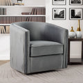Classic Living Room Furniture 1Pc Swivel Accent Chair Gray Velvet Upholstery Pleated Detail Solid Wood Furniture 360 Degree Swivel Chair Tuxedo Arms Gray Primary Living Space Classic,Modern Solid Wood