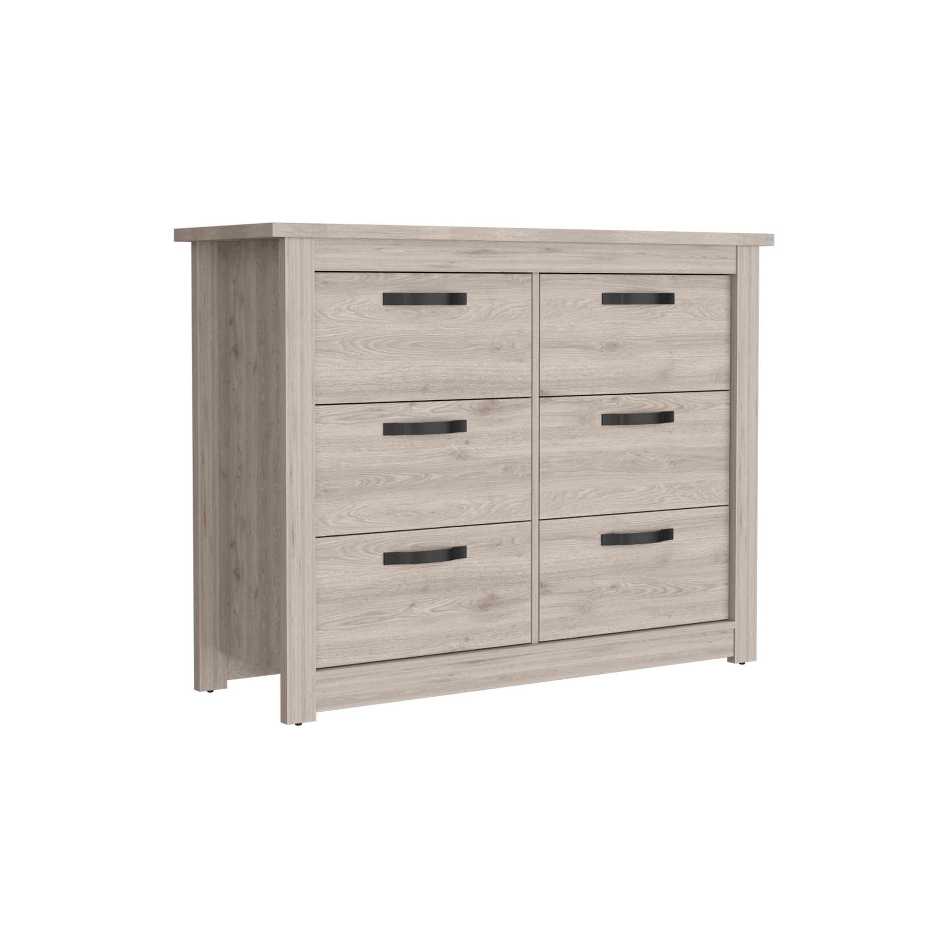 Becca 6 Drawer Double Dresserfour Legs, Metal Hardware Light Gray Gray Drawer 5 Drawers & Above Bedroom Shelf Modern Particle Board Particle Board