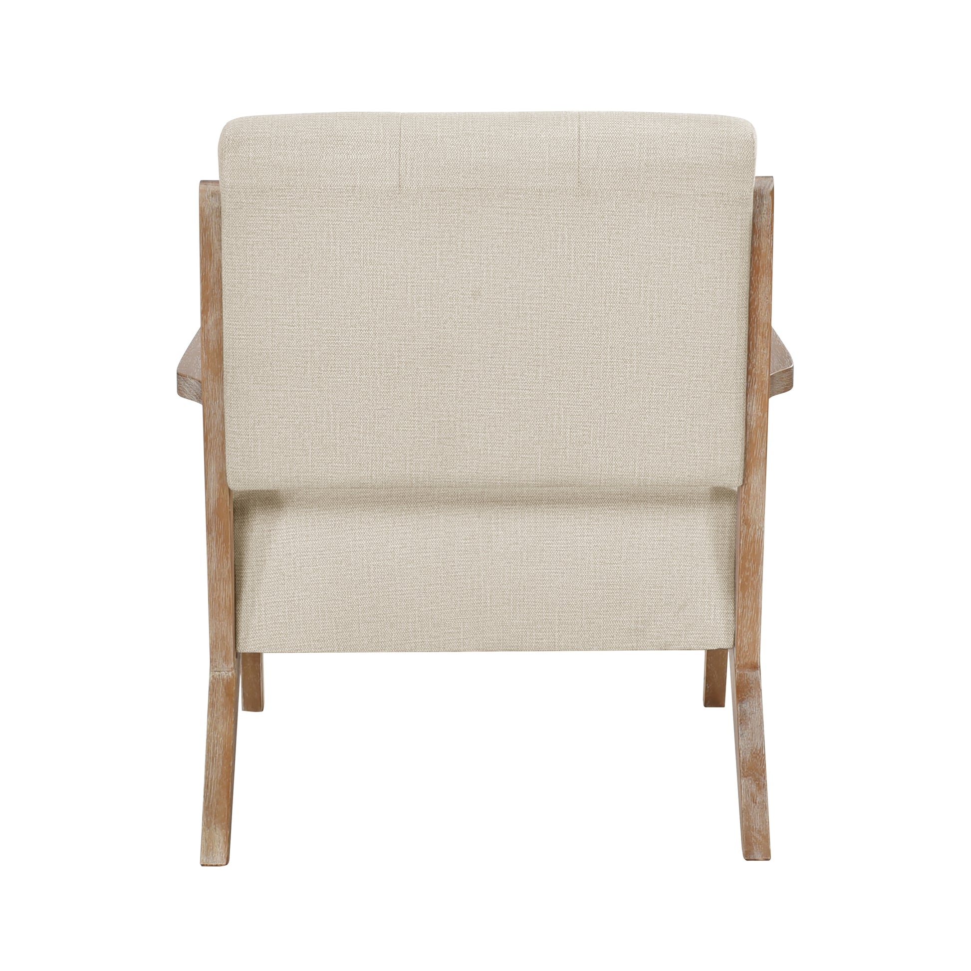 Modern Tufted Back Accent Chair 1Pc Sand Hued Fabric Upholstery Antique Finish Solid Rubberwood Unique Design Furniture Sand Primary Living Space Modern,Rustic Rubberwood Solid Wood