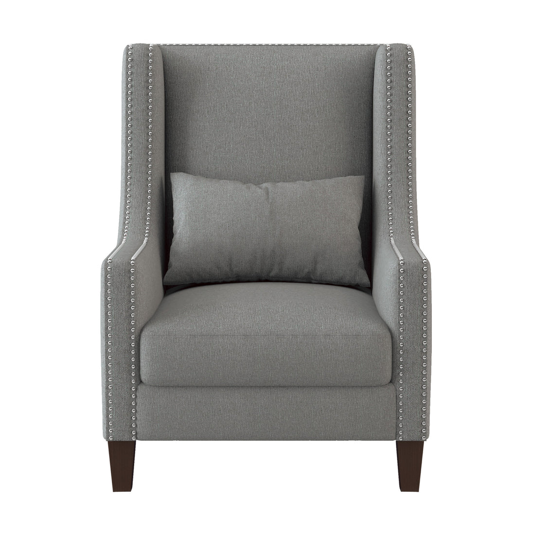 1Pc Traditional Accent Chair With Pillow Trim Light Gray Polyester Upholstered Solid Wood Furniture Modern Living Room Chair Light Gray Primary Living Space Contemporary,Modern Solid Wood