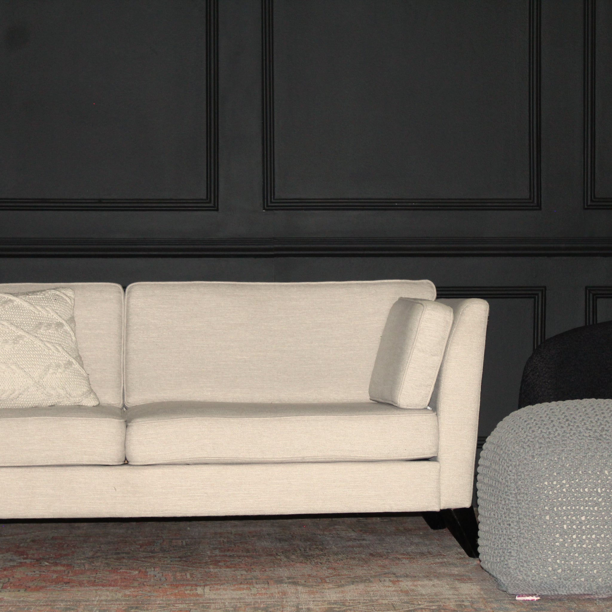 Semi Rounded Pouf Cable Knitted Handmade Perfect Seating For Children And Adults Footrest For Living Room Or Bedroom 100% Cotton Pouf 21" X 21" X 18" Light Gray Cotton