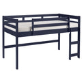 Navy Blue Twin Loft Bed With Reversible Ladder Twin Navy Blue Wood Bedroom Bunk Wood