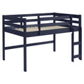 Navy Blue Twin Loft Bed With Reversible Ladder Twin Navy Blue Wood Bedroom Bunk Wood