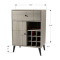 Modern Grey Wine Cabinet, Single Drawer, Single Cabinet With A Removable Wine Rack Gray Engineered Wood
