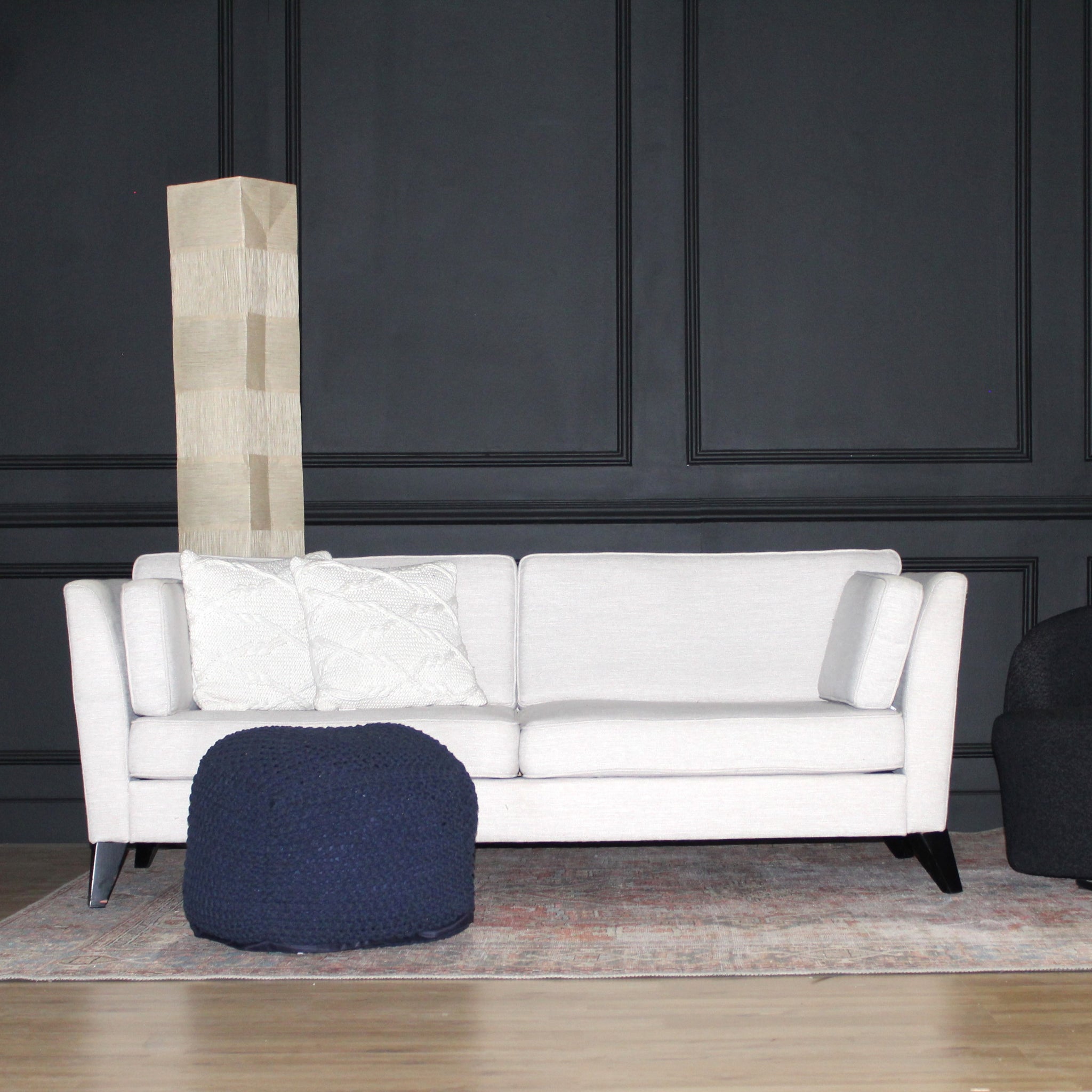 Semi Rounded Pouf Cable Knitted Handmade Perfect Seating For Children And Adults Footrest For Living Room Or Bedroom 100% Cotton Pouf 21" X 21" X 18" Dark Blue Cotton