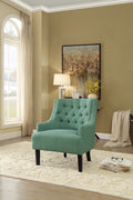 Modern Traditional Accent Chair Button Tufted Teal Textured Fabric Upholstery Solid Wood 1Pc Living Room Furniture Teal Primary Living Space Modern,Traditional Solid Wood