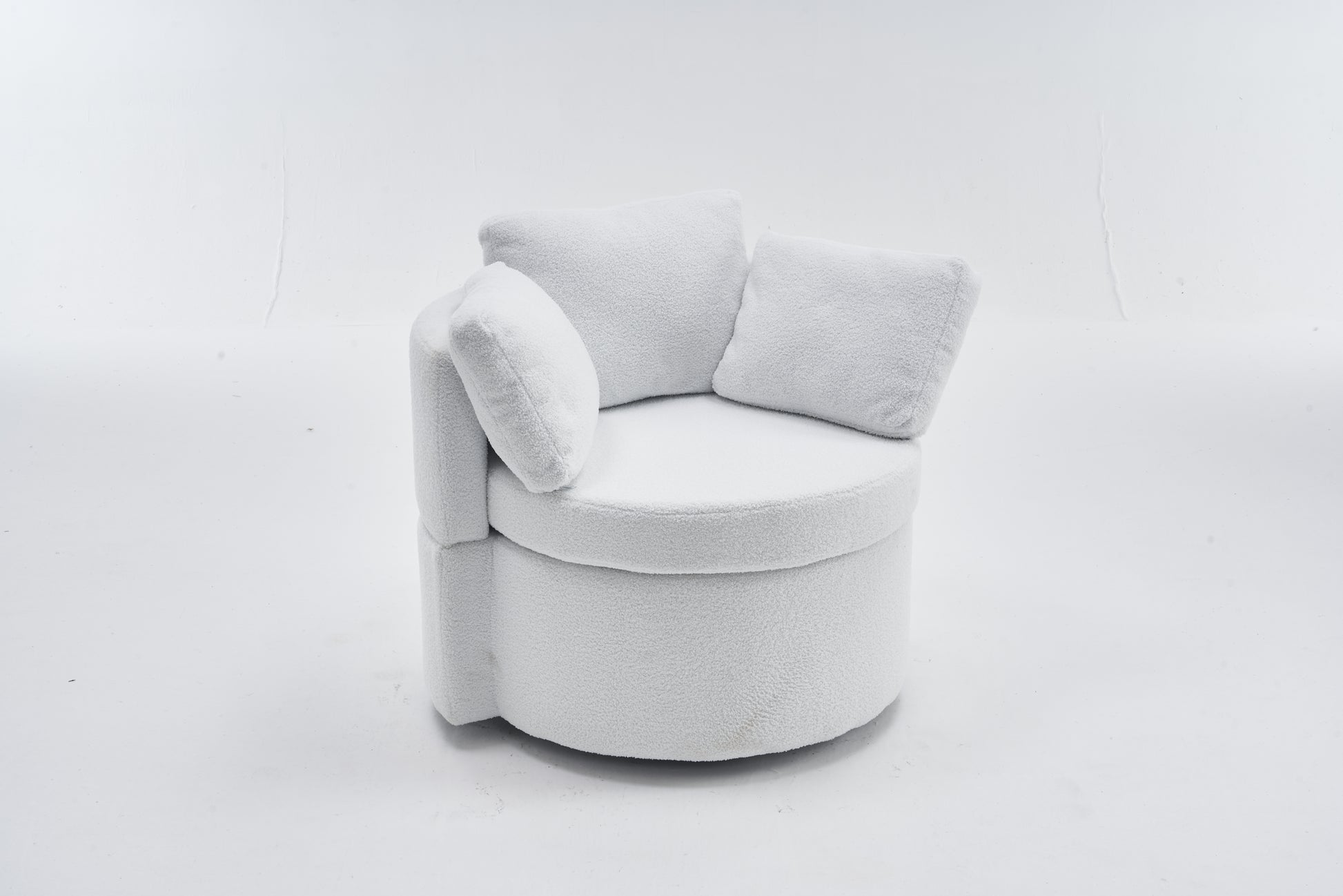 029 Teddy Fabric Swivel And Storage Chair With Back Cushion For Living Room,Ivory Ivory Primary Living Space Modern Foam Teddy