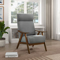 Modern Accent Chair 1Pc Gray High Back Chair Cushion Seat And Back Walnut Finish Solid Wood Living Room Furniture Gray Primary Living Space Modern,Traditional Rubberwood Solid Wood