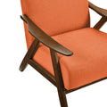 Modern Accent Chair 1Pc Orange Fabric Upholstered High Back Chair Cushion Seat And Back Walnut Finish Solid Wood Living Room Furniture Orange Primary Living Space Modern,Traditional Rubberwood Solid Wood