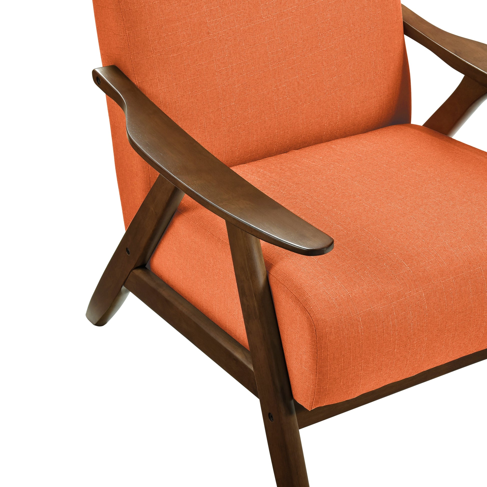 Modern Accent Chair 1Pc Orange Fabric Upholstered High Back Chair Cushion Seat And Back Walnut Finish Solid Wood Living Room Furniture Orange Primary Living Space Modern,Traditional Rubberwood Solid Wood