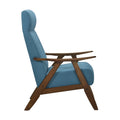 Modern Accent Chair 1Pc Blue High Back Chair Cushion Seat And Back Walnut Finish Solid Wood Living Room Furniture Blue Primary Living Space Modern,Traditional Rubberwood Solid Wood