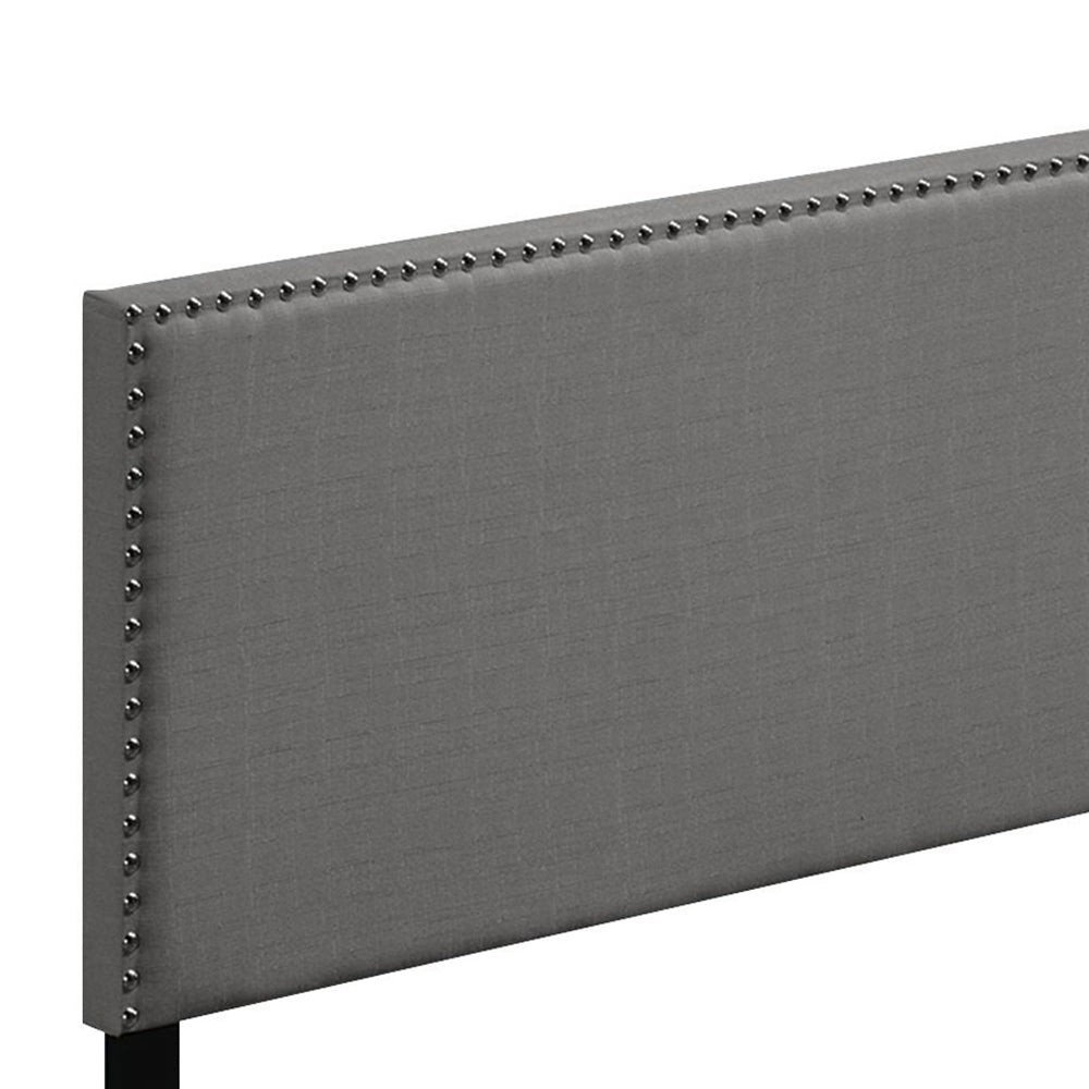 Light Grey Queen Panel Bed With Trim Box Spring Required Queen Light Grey Wood Bedroom Panel Wood Fabric