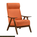 Modern Accent Chair 1Pc Orange Fabric Upholstered High Back Chair Cushion Seat And Back Walnut Finish Solid Wood Living Room Furniture Orange Primary Living Space Modern,Traditional Rubberwood Solid Wood