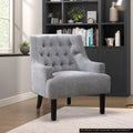 Modern Traditional Accent Chair Gray Chenille Upholstery Button Tufted Solid Wood 1Pc Living Room Furniture Gray Primary Living Space Modern,Traditional Solid Wood