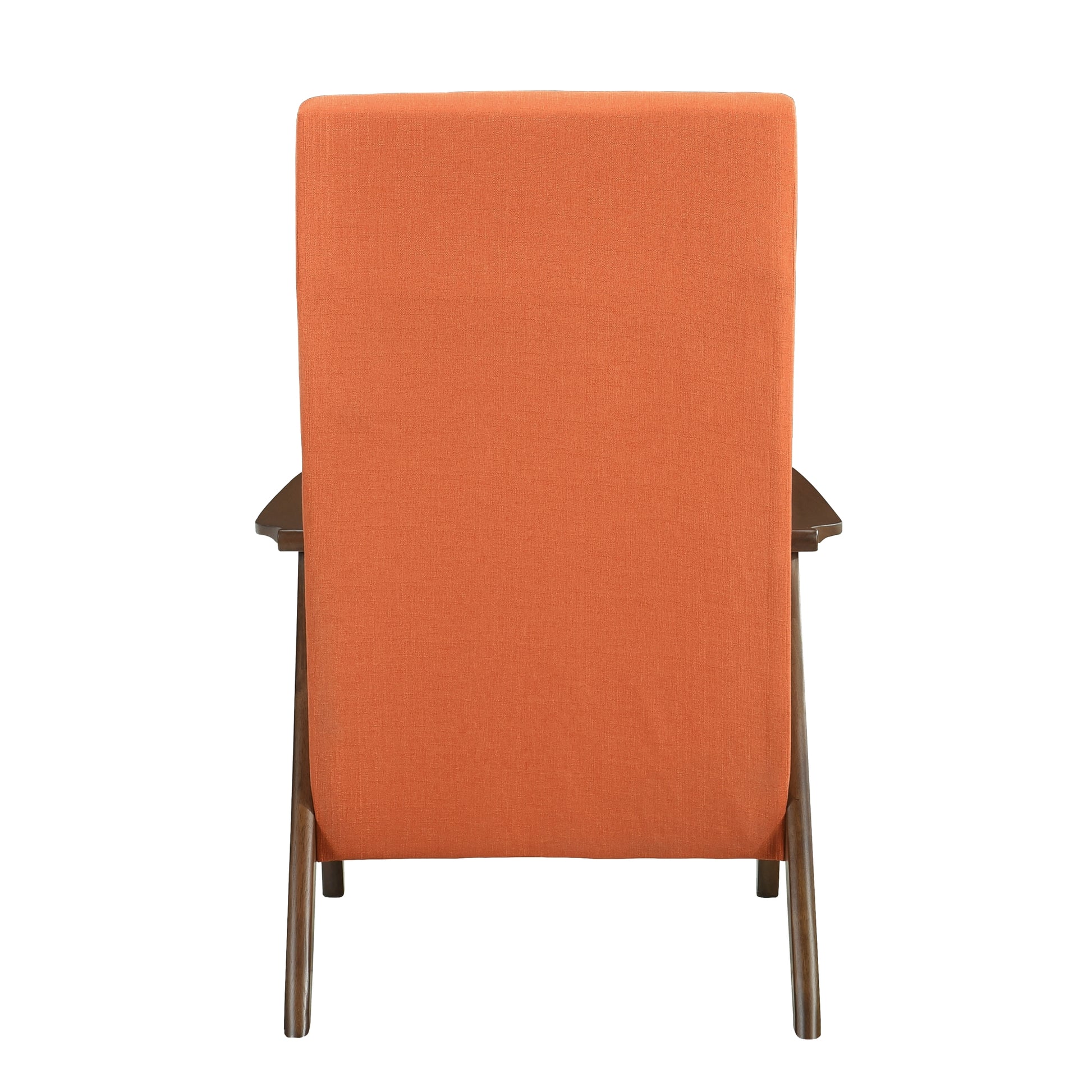 Modern Accent Chair 1Pc Orange Fabric Upholstered High Back Chair Cushion Seat And Back Walnut Finish Solid Wood Living Room Furniture Orange Primary Living Space Modern,Traditional Rubberwood Solid Wood