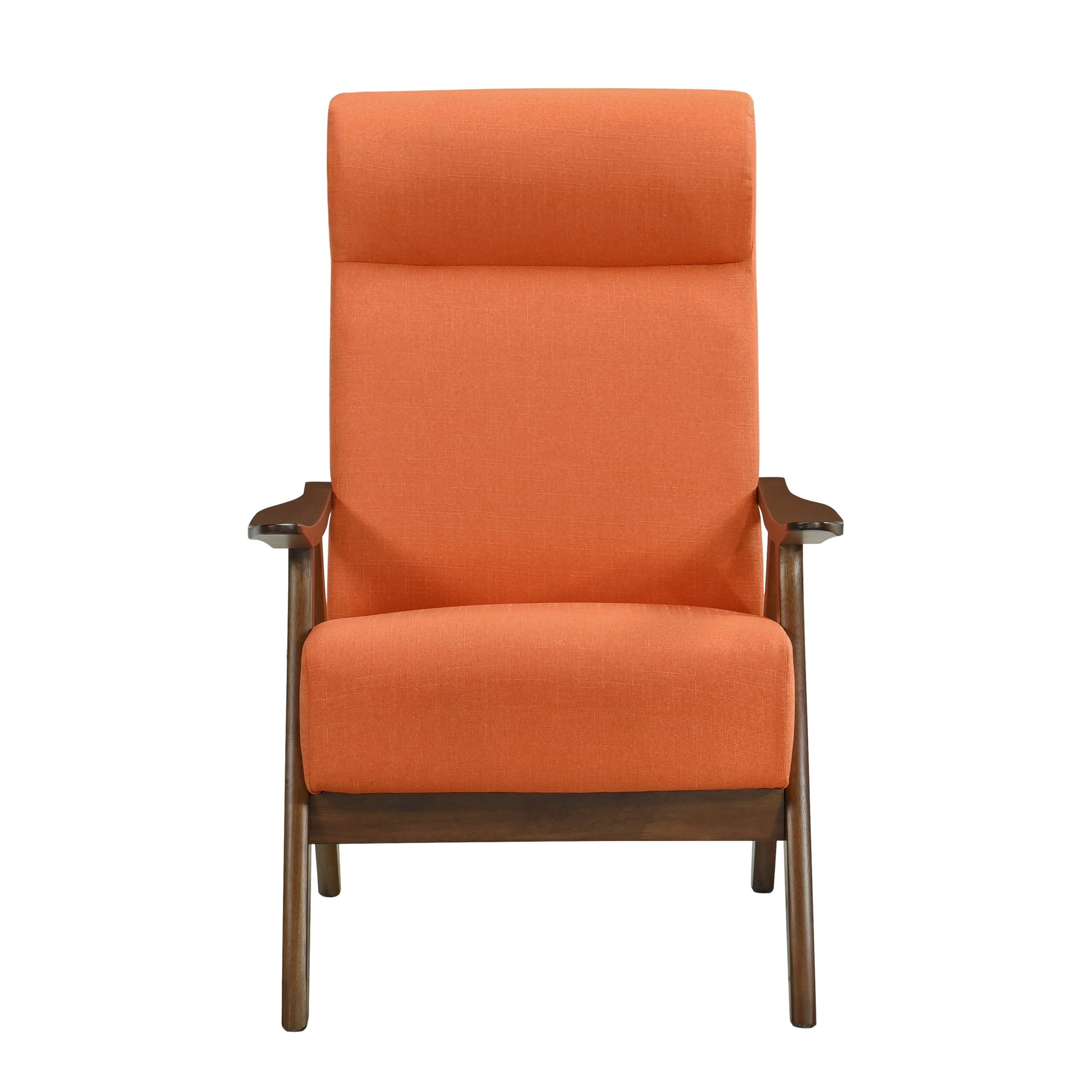 Modern Accent Chair 1Pc Orange Fabric Upholstered High Back Chair Cushion Seat And Back Walnut Finish Solid Wood Living Room Furniture Orange Primary Living Space Modern,Traditional Rubberwood Solid Wood