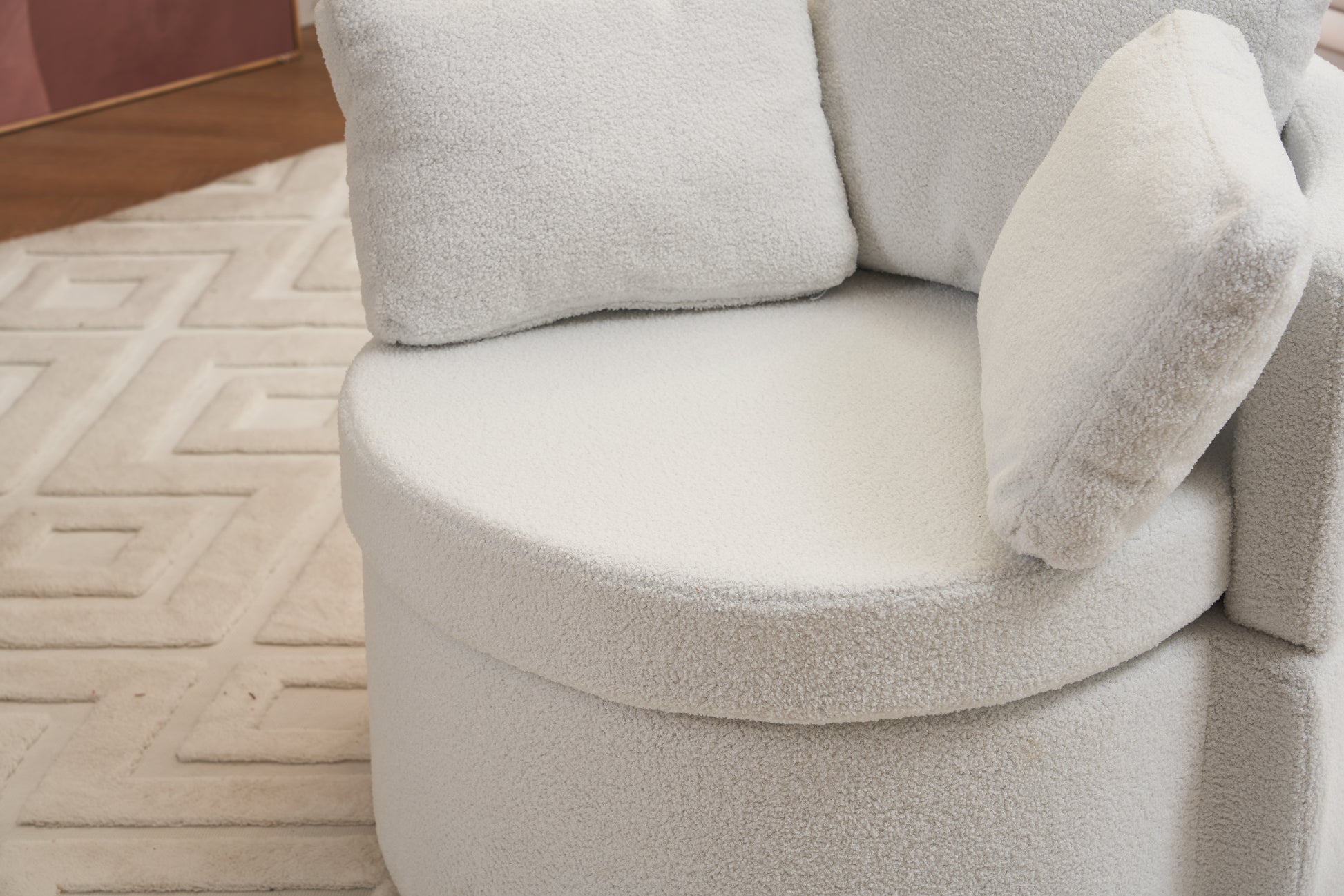 029 Teddy Fabric Swivel And Storage Chair With Back Cushion For Living Room,Ivory Ivory Primary Living Space Modern Foam Teddy