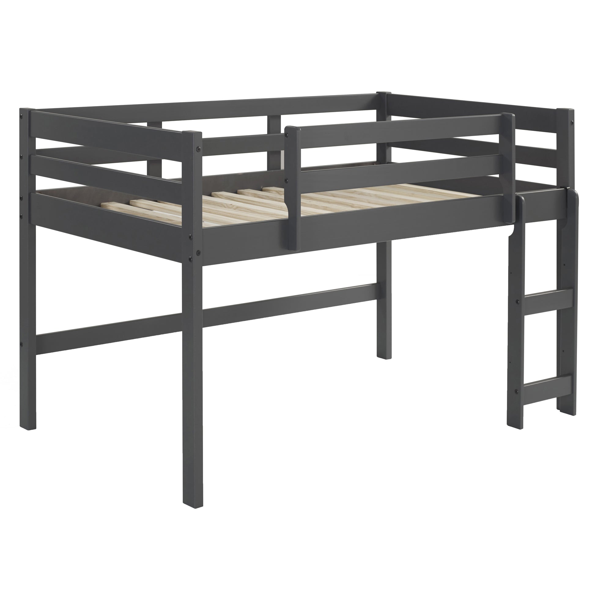 Grey Twin Loft Bed With Reversible Ladder Twin Grey Wood Gray Bedroom Bunk Wood