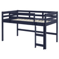 Navy Blue Twin Loft Bed With Reversible Ladder Twin Navy Blue Wood Bedroom Bunk Wood