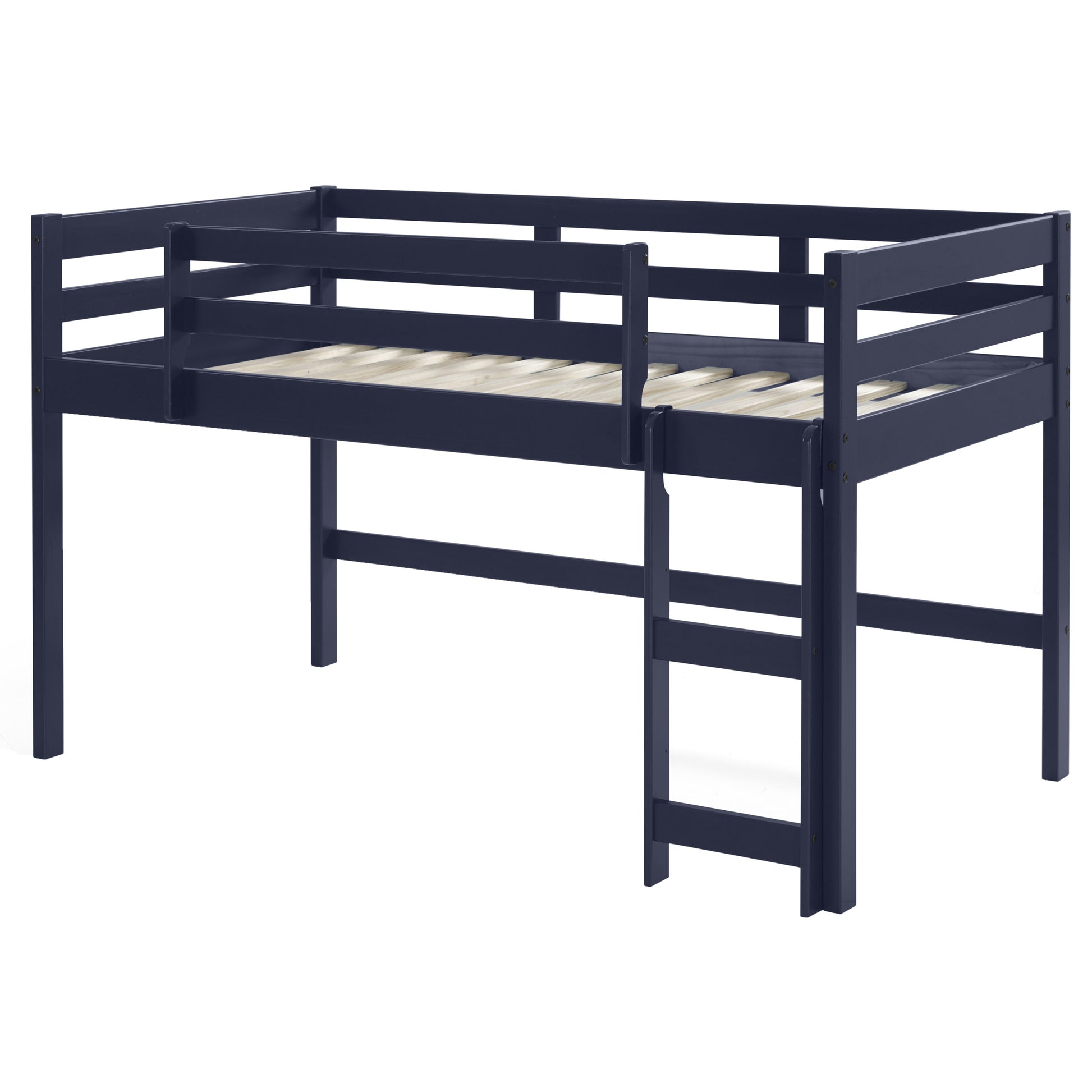 Navy Blue Twin Loft Bed With Reversible Ladder Twin Navy Blue Wood Bedroom Bunk Wood