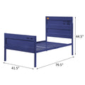 Blue Twin Platform Bed Box Spring Not Required Twin Blue Iron Bedroom Bed Frame Metal