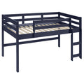 Navy Blue Twin Loft Bed With Reversible Ladder Twin Navy Blue Wood Bedroom Bunk Wood