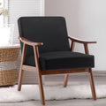 Mid Century Modern Chair, Living Room Chair With Solid Wood Frame, Accent Chair Extra Thick Backrest, Wingback Chair For Bedroom, Reading Room, Living Room, Lounge Chair Indoor Black Primary Living Space Mid Century Modern Foam Velvet