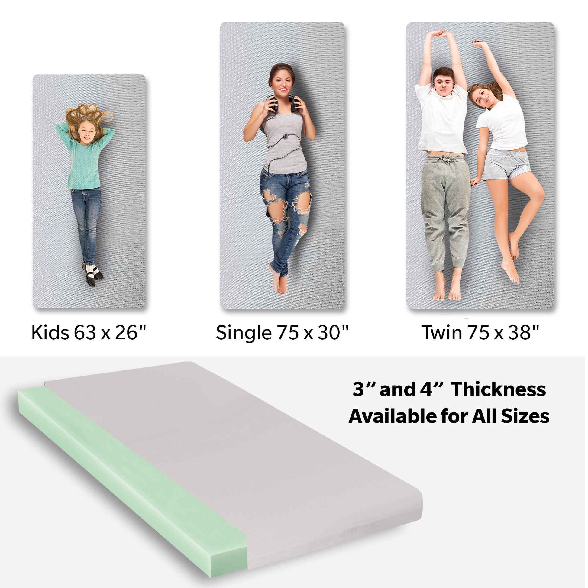 Memory Foam Camping Mattress 75"X30"X4" Perfect For Outdoor Activities, Rvs, Guest Rooms, And Dorms Foldable, Portable, With Water Resistant Zipper Cover, Certipur Us Certified Grey Polyester