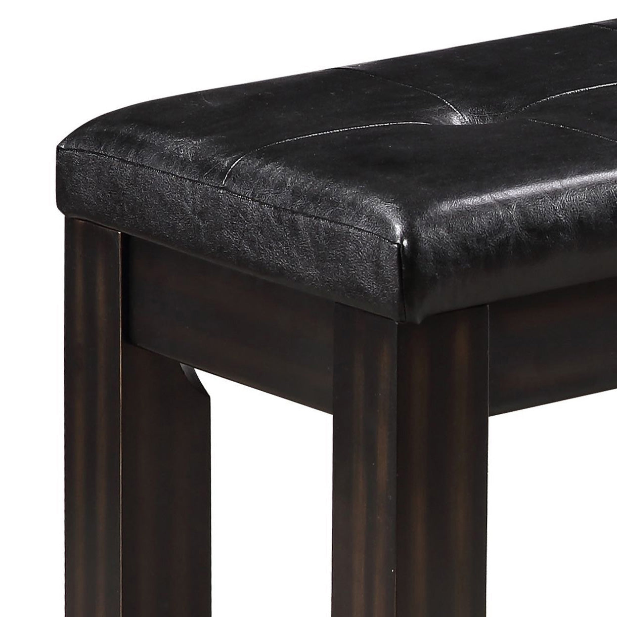 Black And Espresso Bench With Tufted Cushion Cushion Black Brown Espresso Dining Room Foam Wood